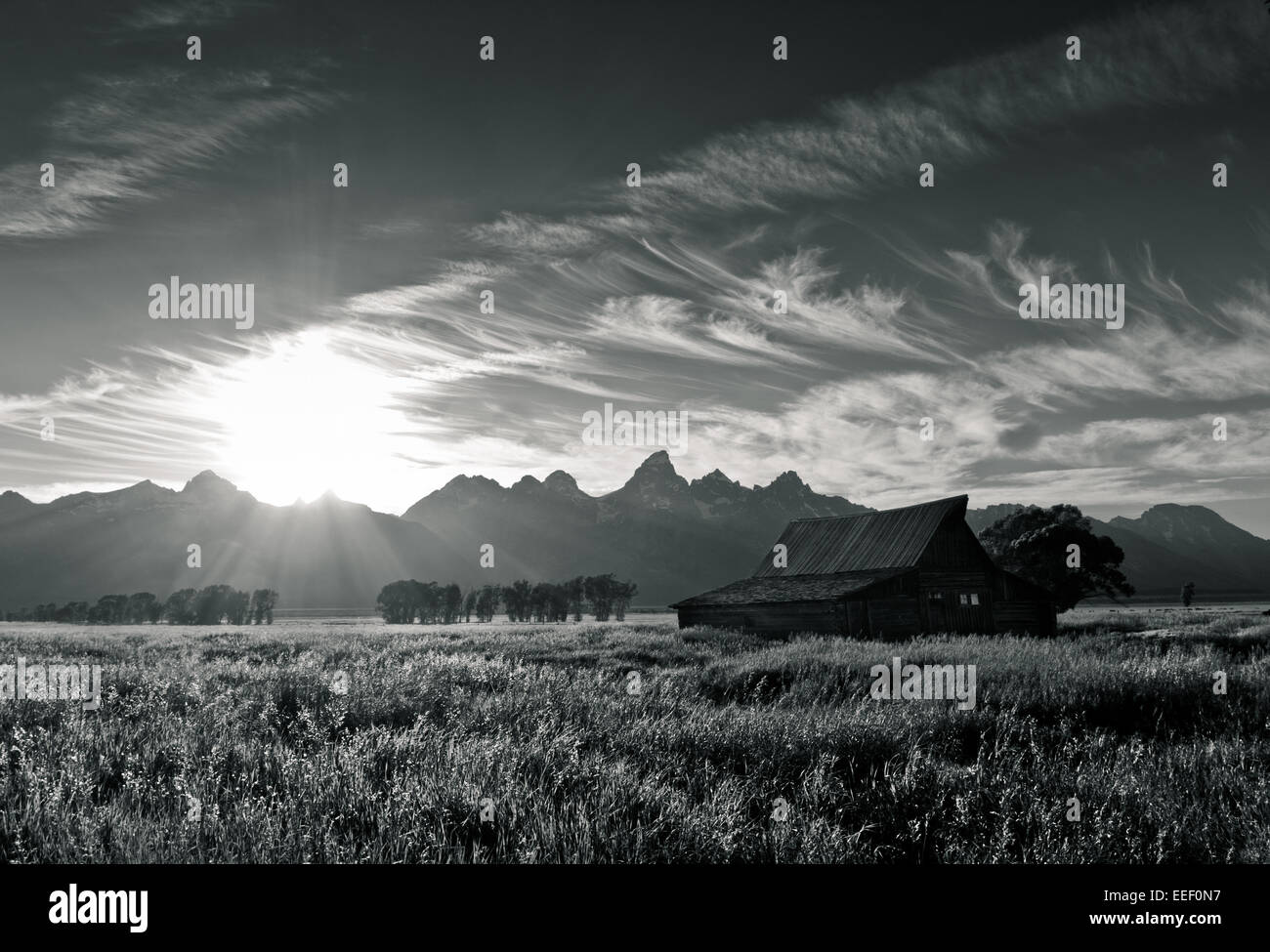 T. A. Moulton Barn à Grand Teton National Park au coucher du soleil Banque D'Images