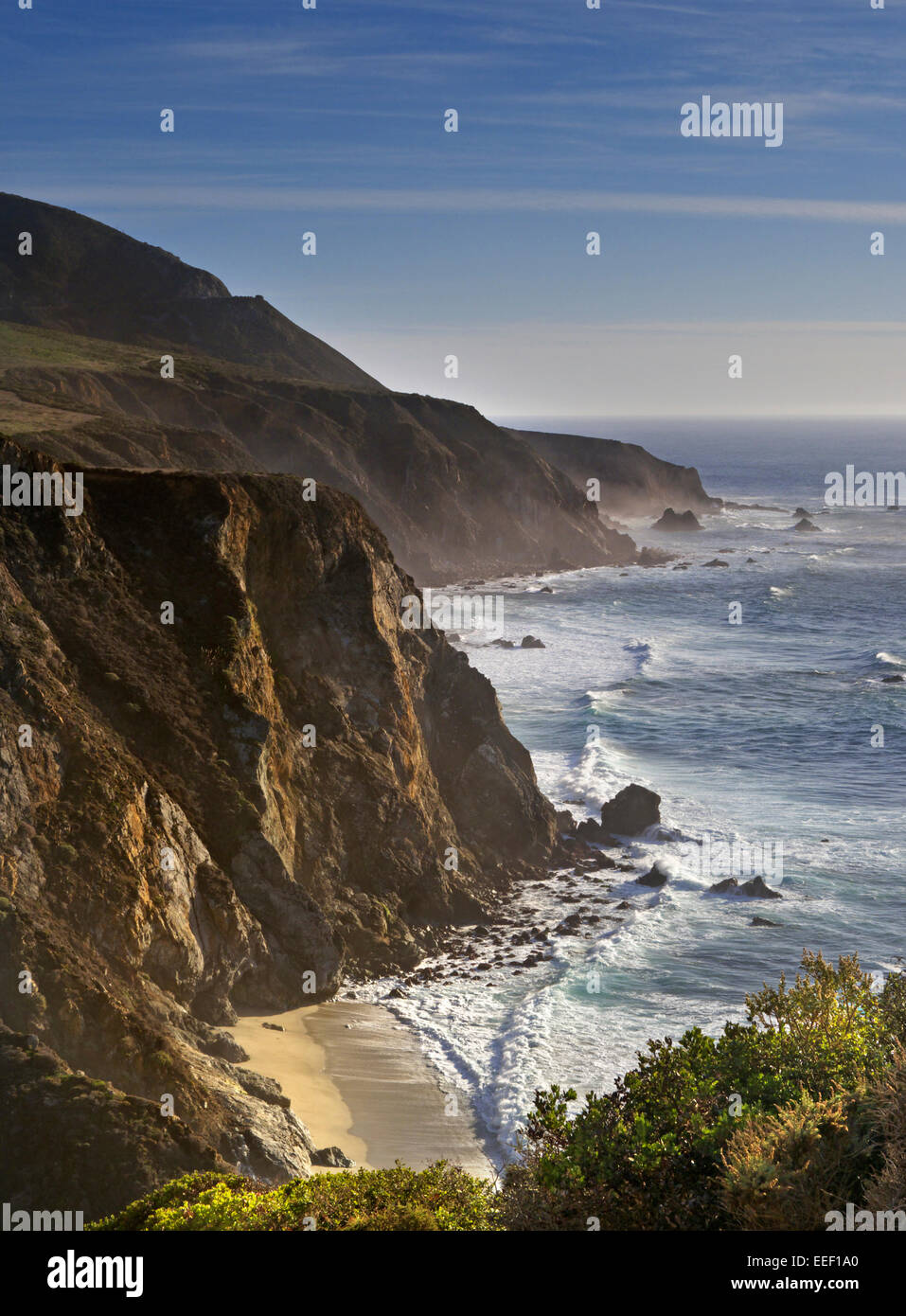 Le littoral a Big Sur l'autoroute Un de Bixby Bridge Monterey Californie USA Banque D'Images