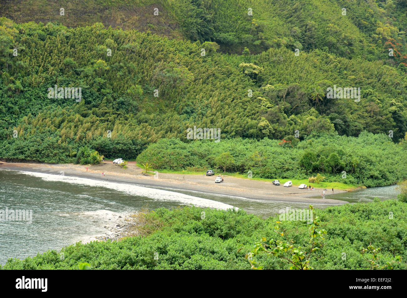 La plage près de Hana Maui, à Hawaï Banque D'Images
