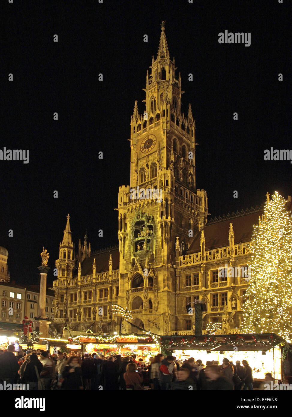 Deutschland, Bayern, Muenchen, Rathaus, Weihnachtsmarkt, Abend, Europa, Sueddeutschland, Oberbayern, Stadt, Christkindlmarkt, Ma Banque D'Images