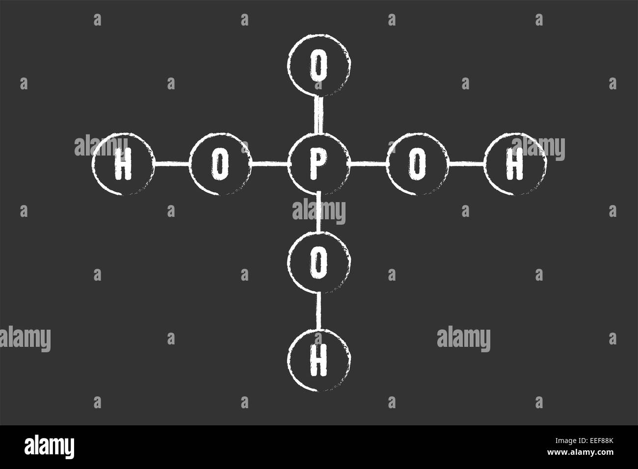 Formule chimique de l'acide phosphorique sur tableau noir Banque D'Images