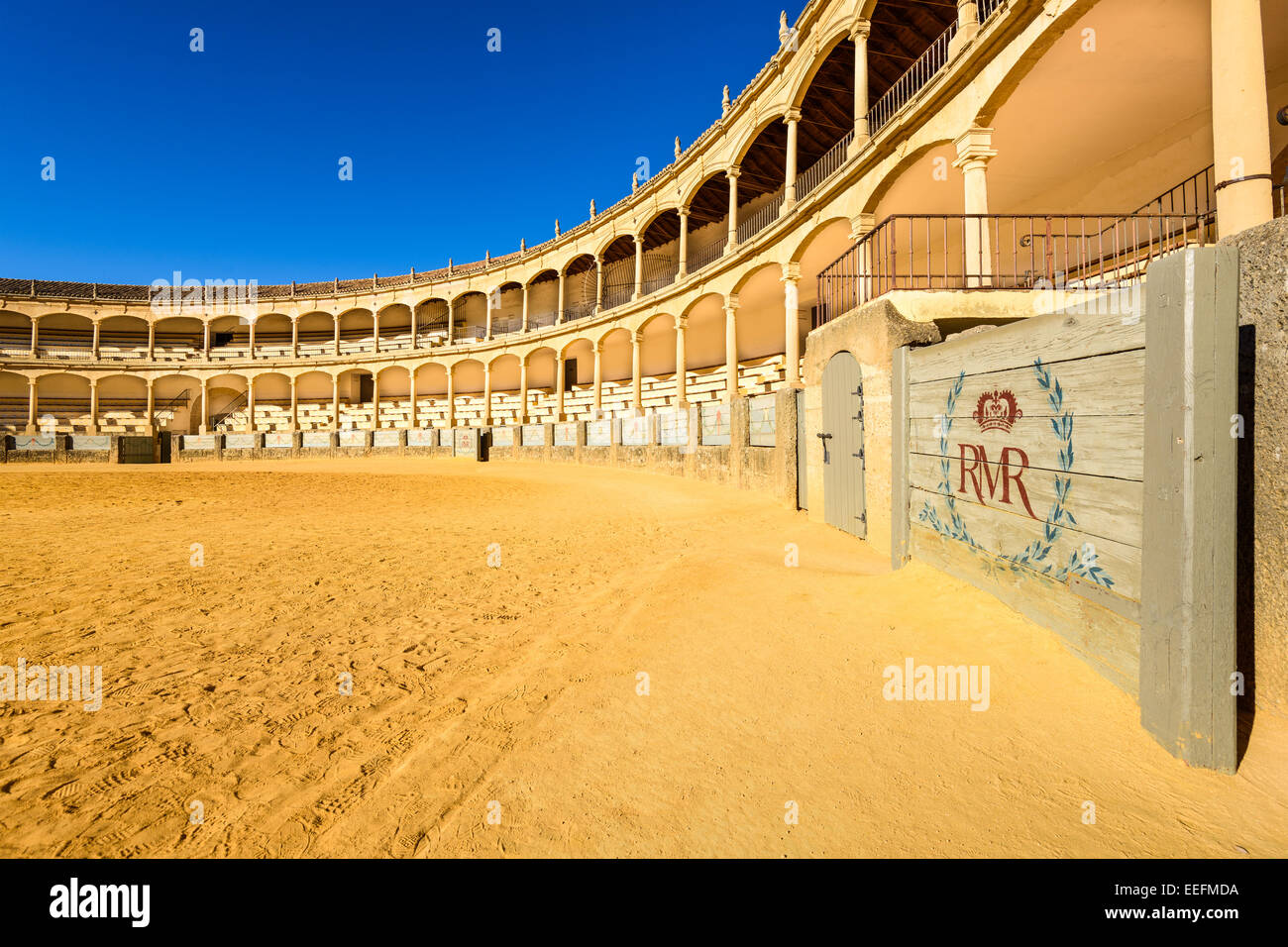 RONDA, ESPAGNE - 5 octobre, 2014 : Plaza de Toros de Arènes de Ronda. L'arène a été achevé en 1785. Banque D'Images