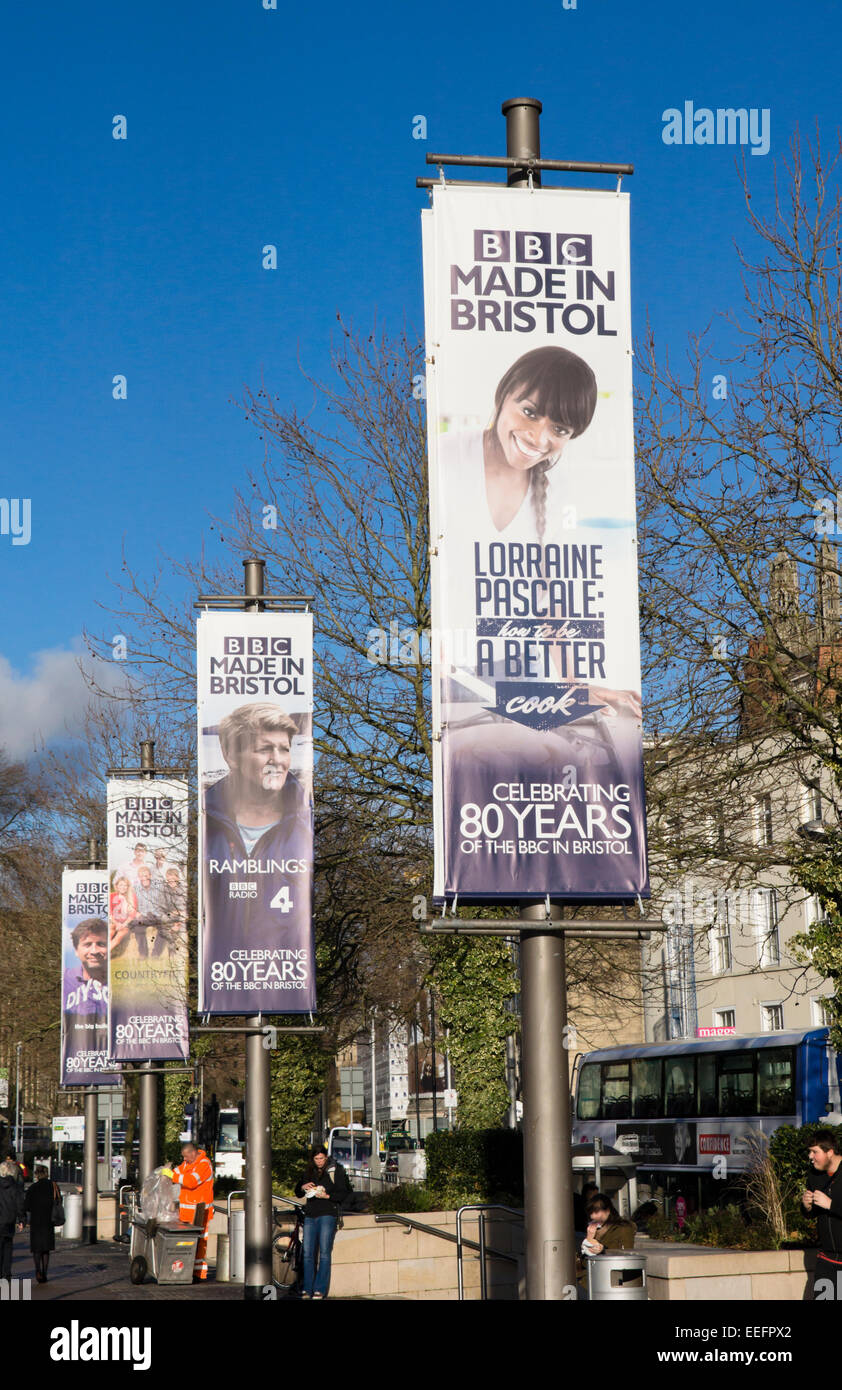Le centre-ville de Bristol BBC réalisés en Bristol banner Banque D'Images