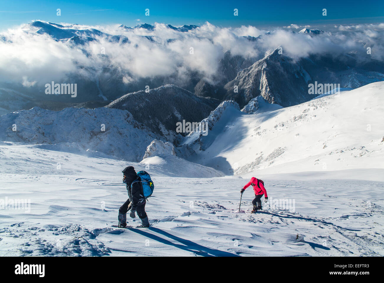 Tatras - hiver vue au-dessus des nuages Banque D'Images
