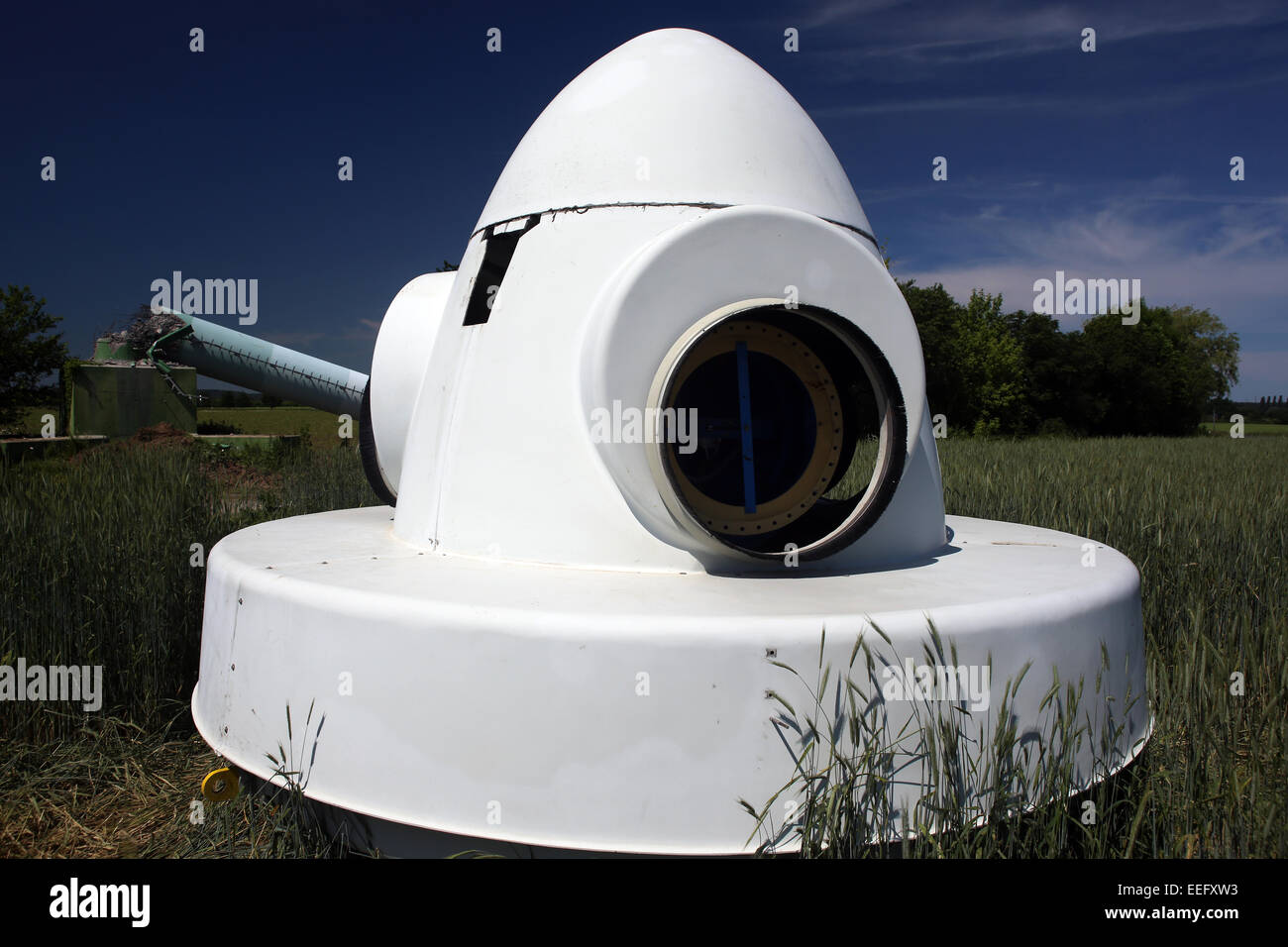 Bad Orb, Allemagne, la démolition d'une ancienne turbine éolienne Banque D'Images