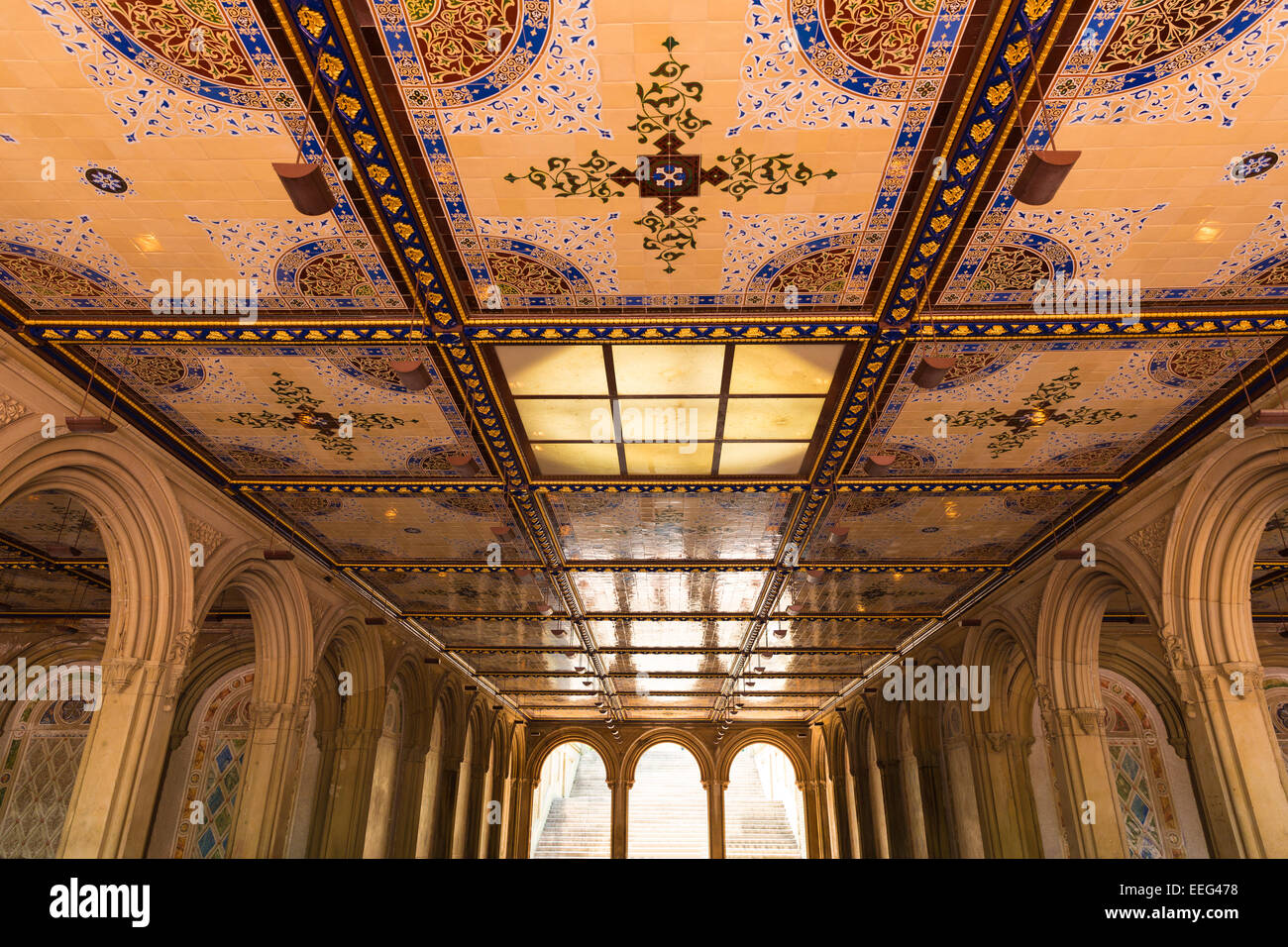Central Park Bethesda Terrace passage sous arcades New York États-Unis Banque D'Images
