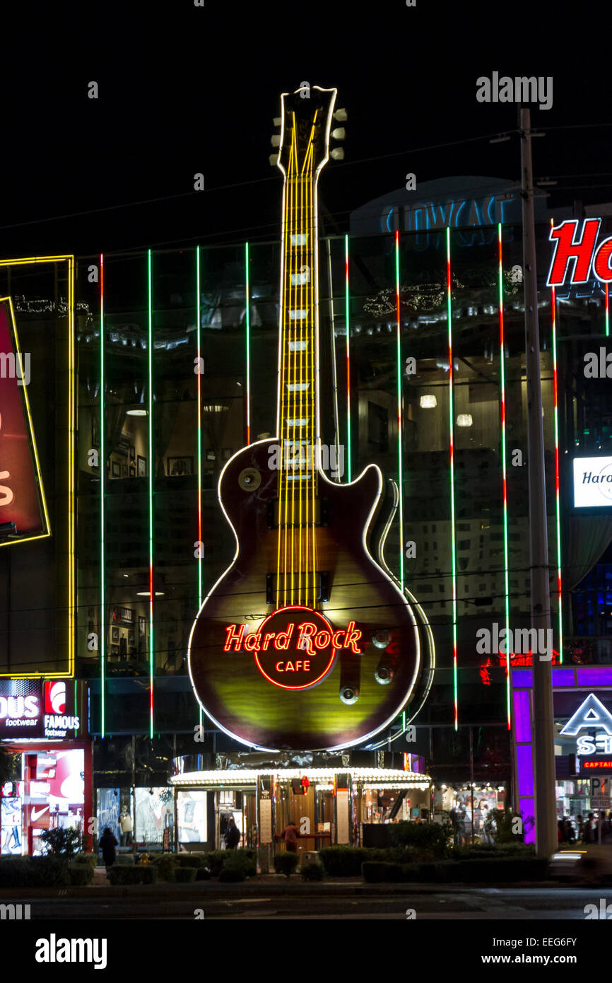 Las Vegas Nevada - 18 Décembre : de près de l'Hard Rock Cafe signe sur le strip, le 18 décembre 2014 à Las Vegas, Nevada Banque D'Images