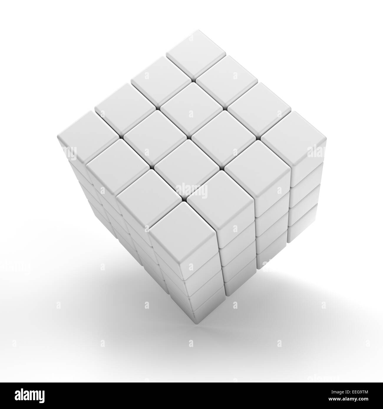 Cubes 3d en blanc, fond blanc Banque D'Images