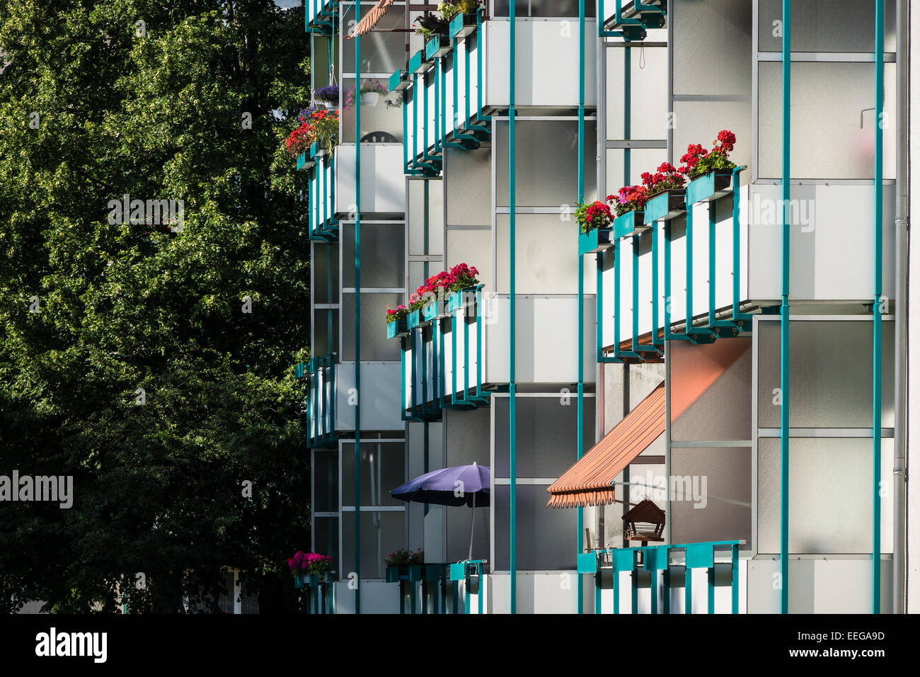 Logement dans de nouveaux logements à Rostock (Allemagne). Banque D'Images