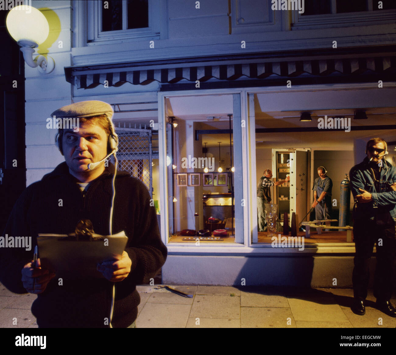 Hambourg, Allemagne, deux hommes avec casque avant le chargement Banque D'Images