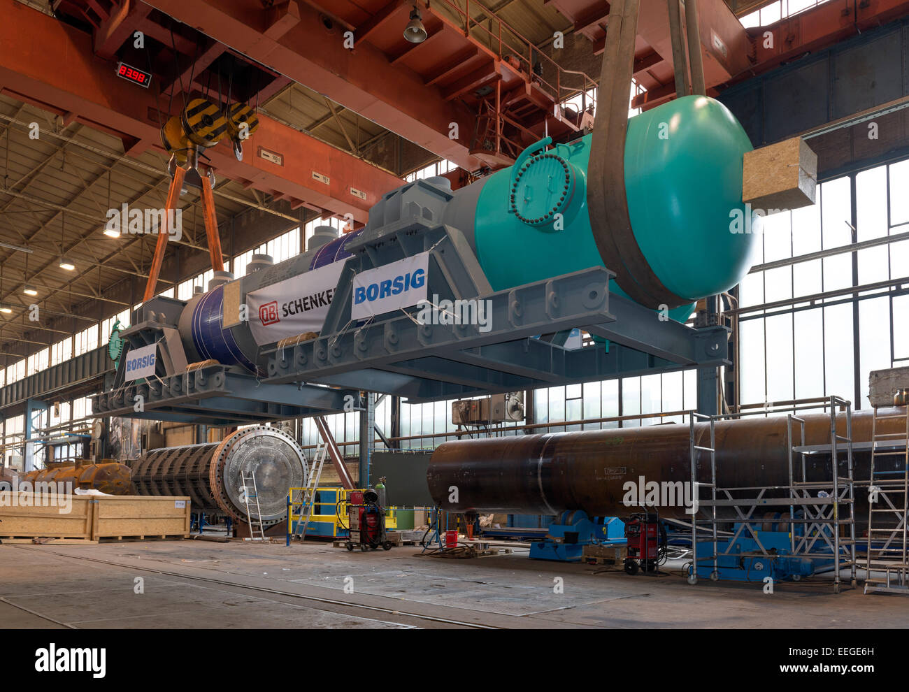 Berlin, Allemagne, le transport de la préparation d'une chaudière thermique des déchets Borsig GmbH Banque D'Images