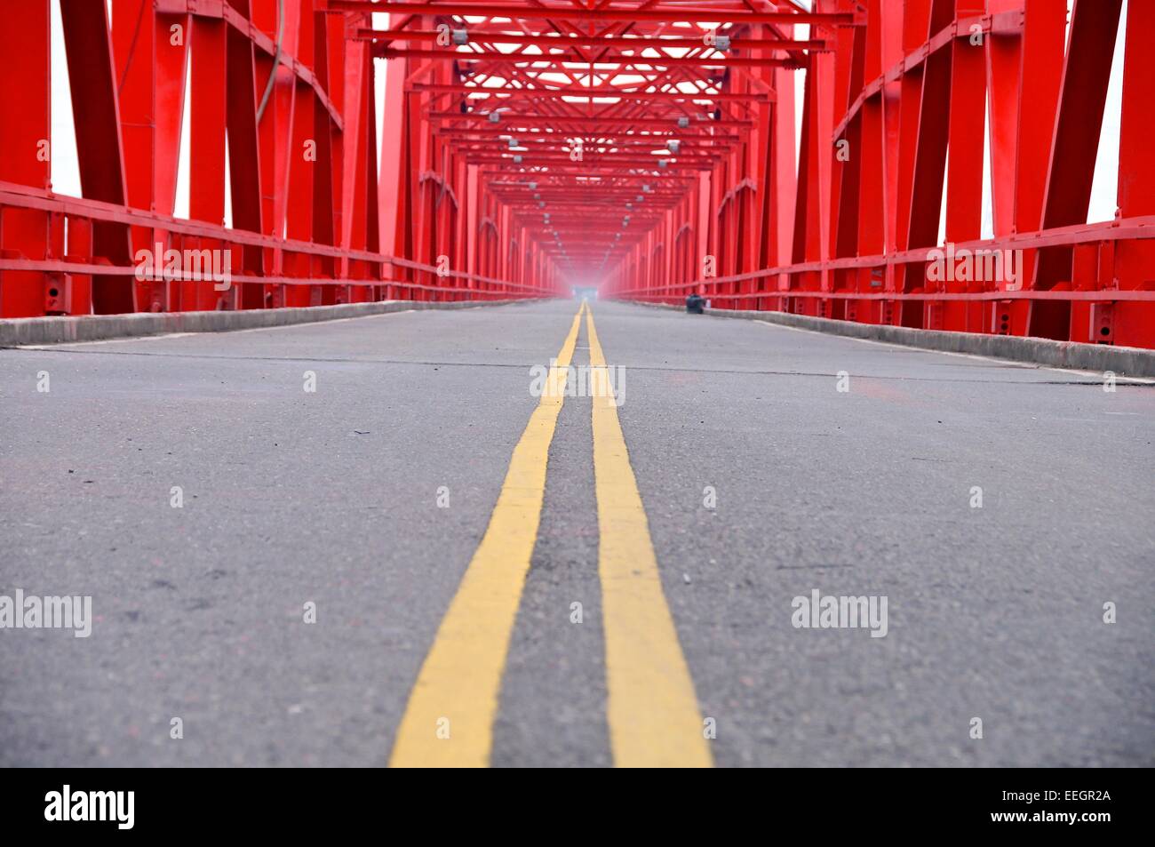 L'ancienne structure de pont rouge libre à Taiwan Banque D'Images