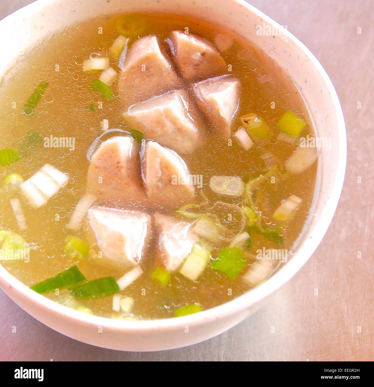 Le gros plan de la soupe de viande à Taiwan Banque D'Images
