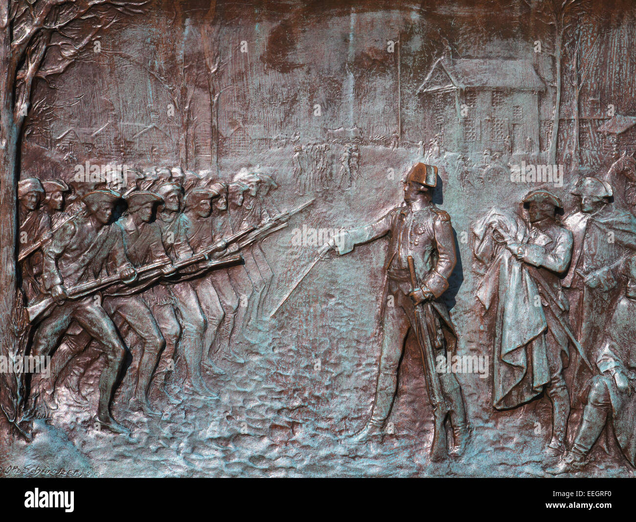 Soulagement de baron Von Steuben troupes de forage d'une statue en parc national historique de Valley Forge en Pennsylvanie Banque D'Images