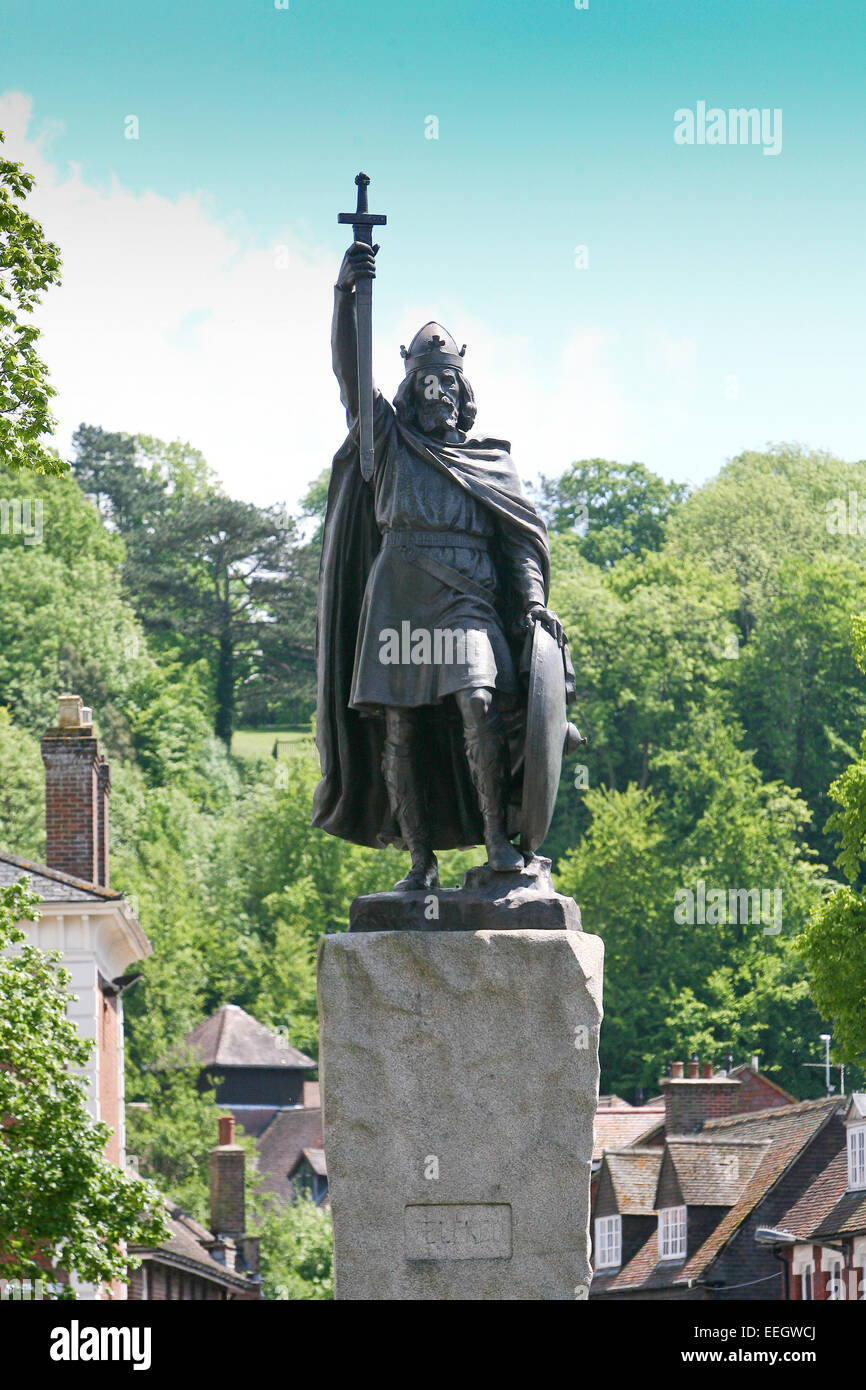 Statue du Roi Alfred à Winchester, Hampshire Banque D'Images