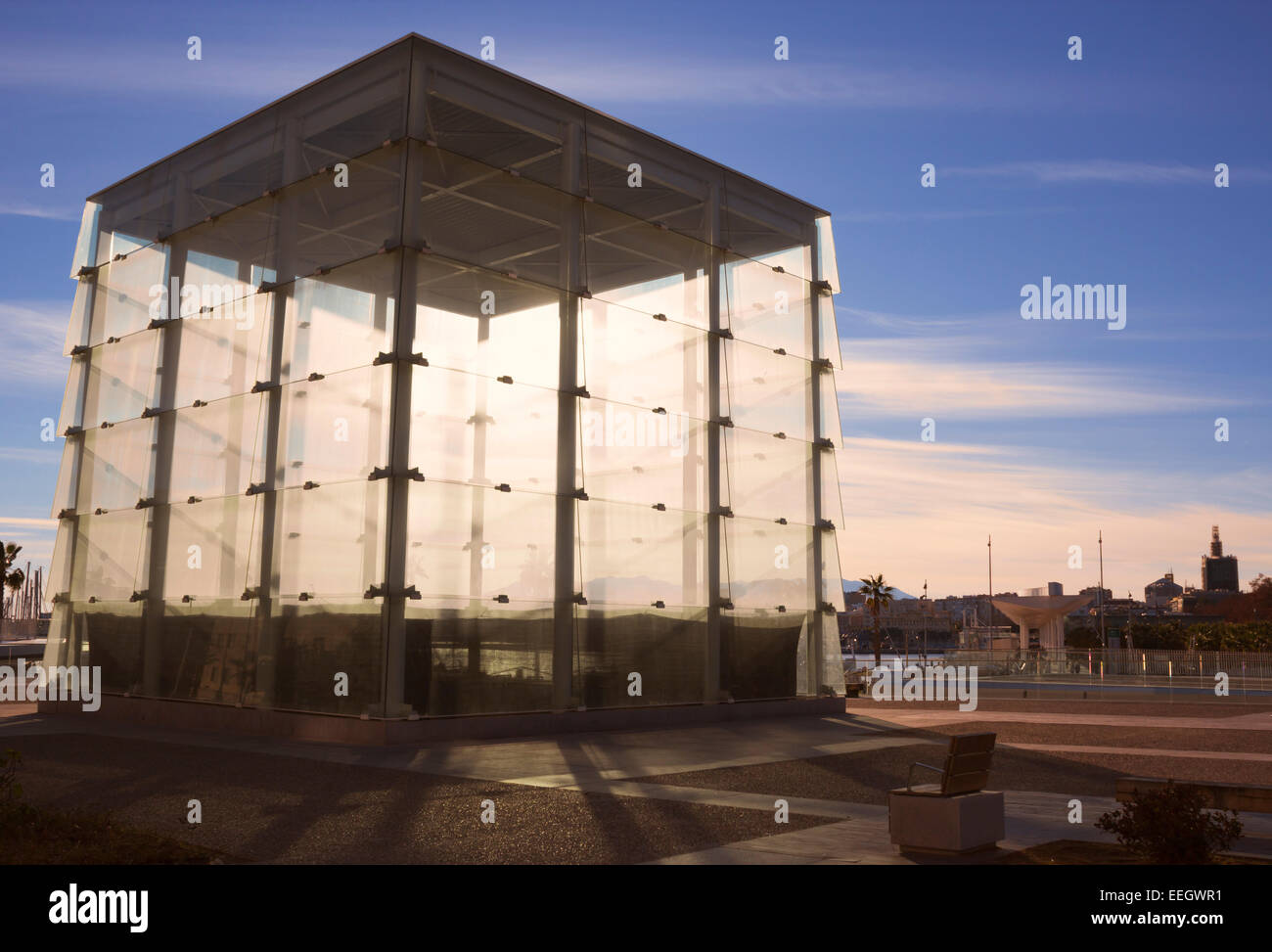 Le Centre d'Art Pompidou, Muelle Uno, Port de Malaga, Costa del Sol, Espagne. Le 'Cube' devrait être ouvert en 2015. Banque D'Images