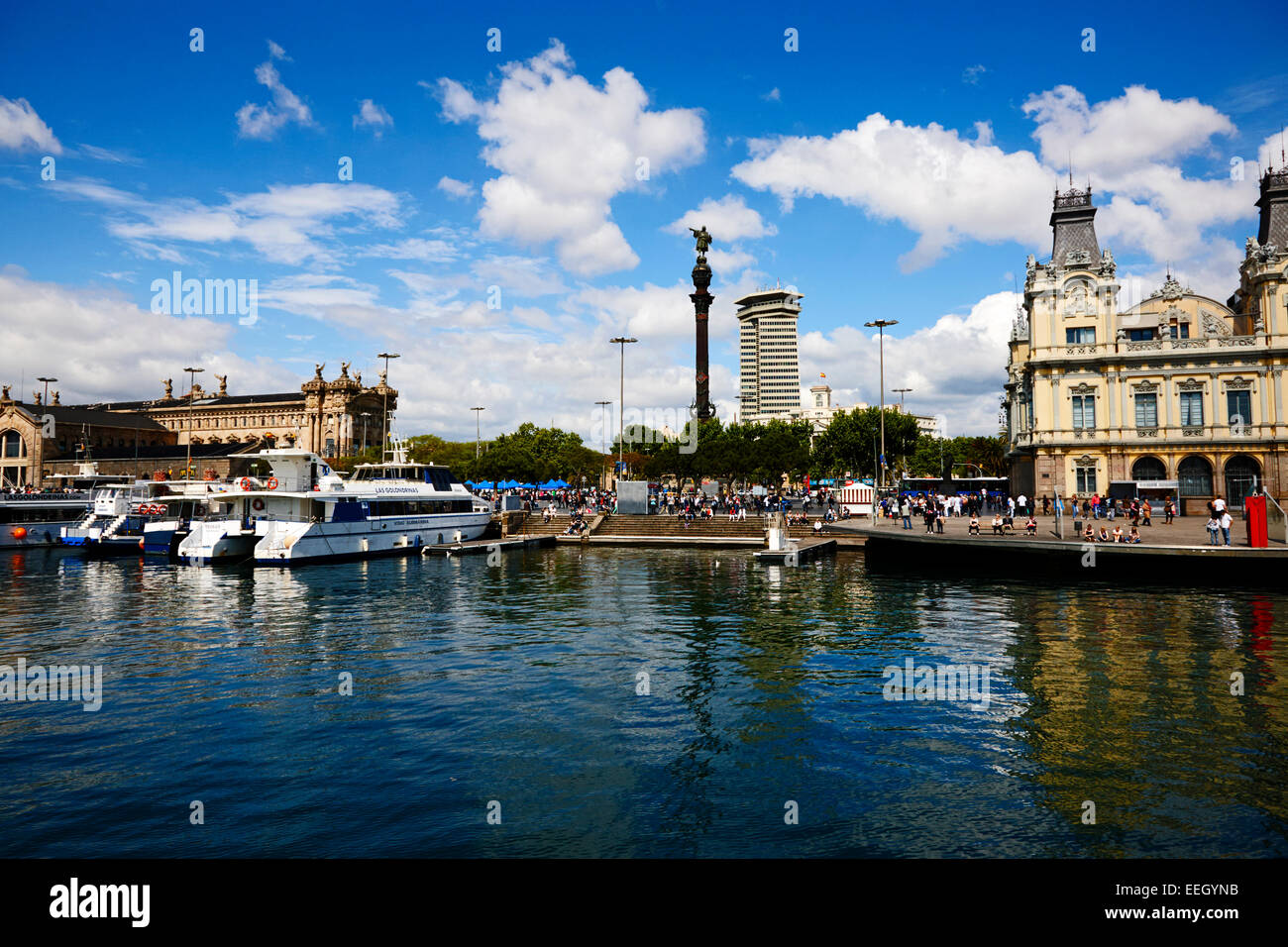 Port Vell de Barcelone le vieux port waterfront y compris l'ancienne douane catalogne espagne Banque D'Images