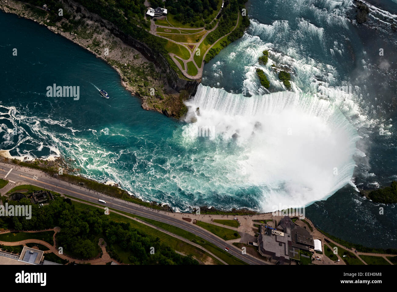 Vue aérienne des chutes Horseshoe de vol en hélicoptère au-dessus des chutes du Niagara ontario canada Banque D'Images