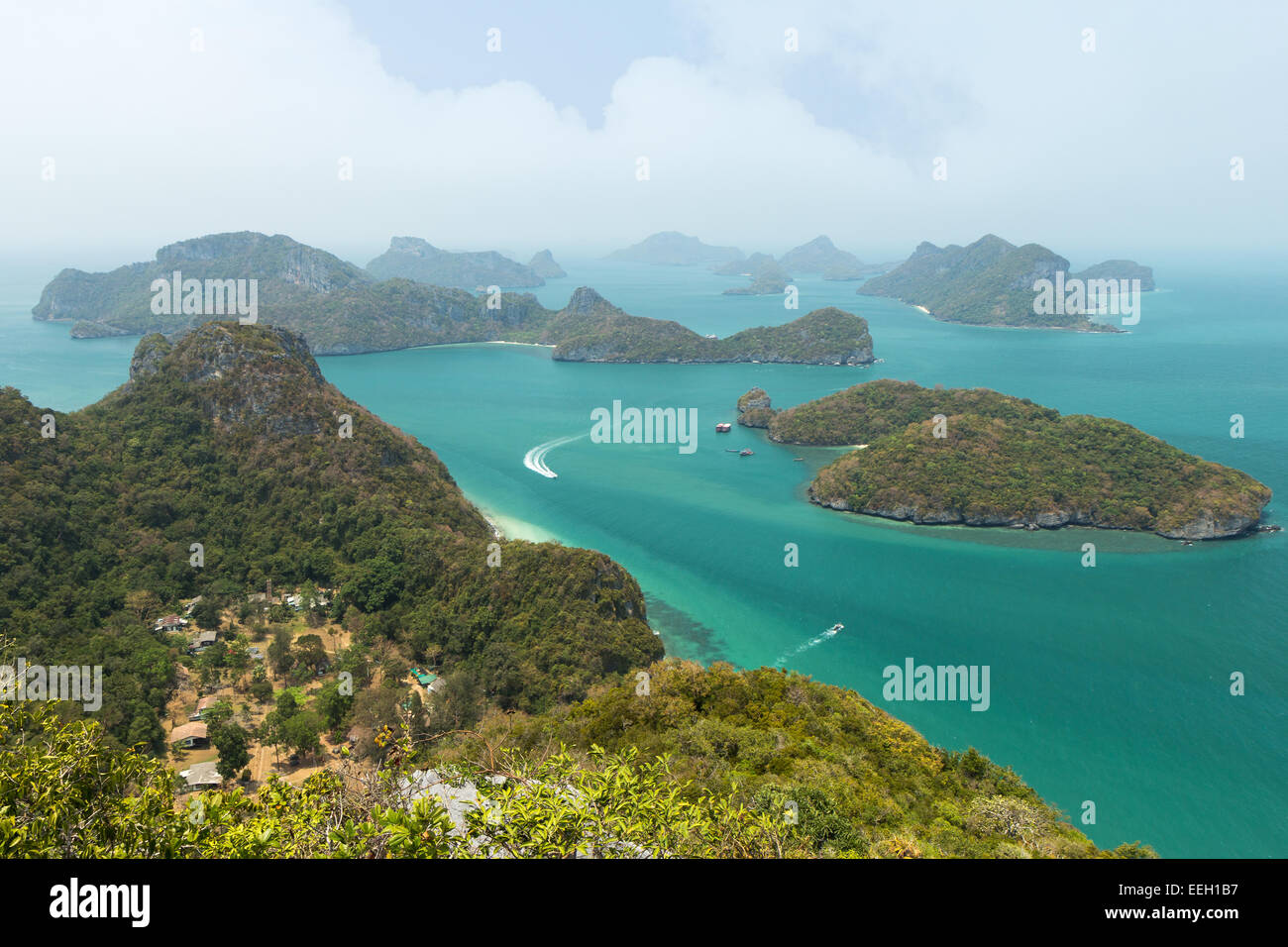 À l'archipel Angthong (Ang Thong National Marine Park), en Thaïlande (vue de dessus). Banque D'Images