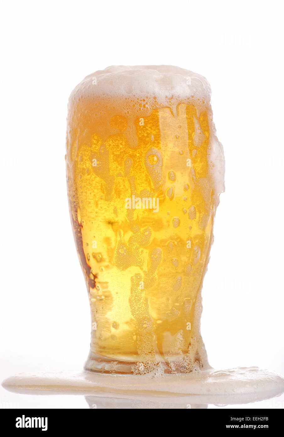 Verre de bière close-up avec espuma Banque D'Images