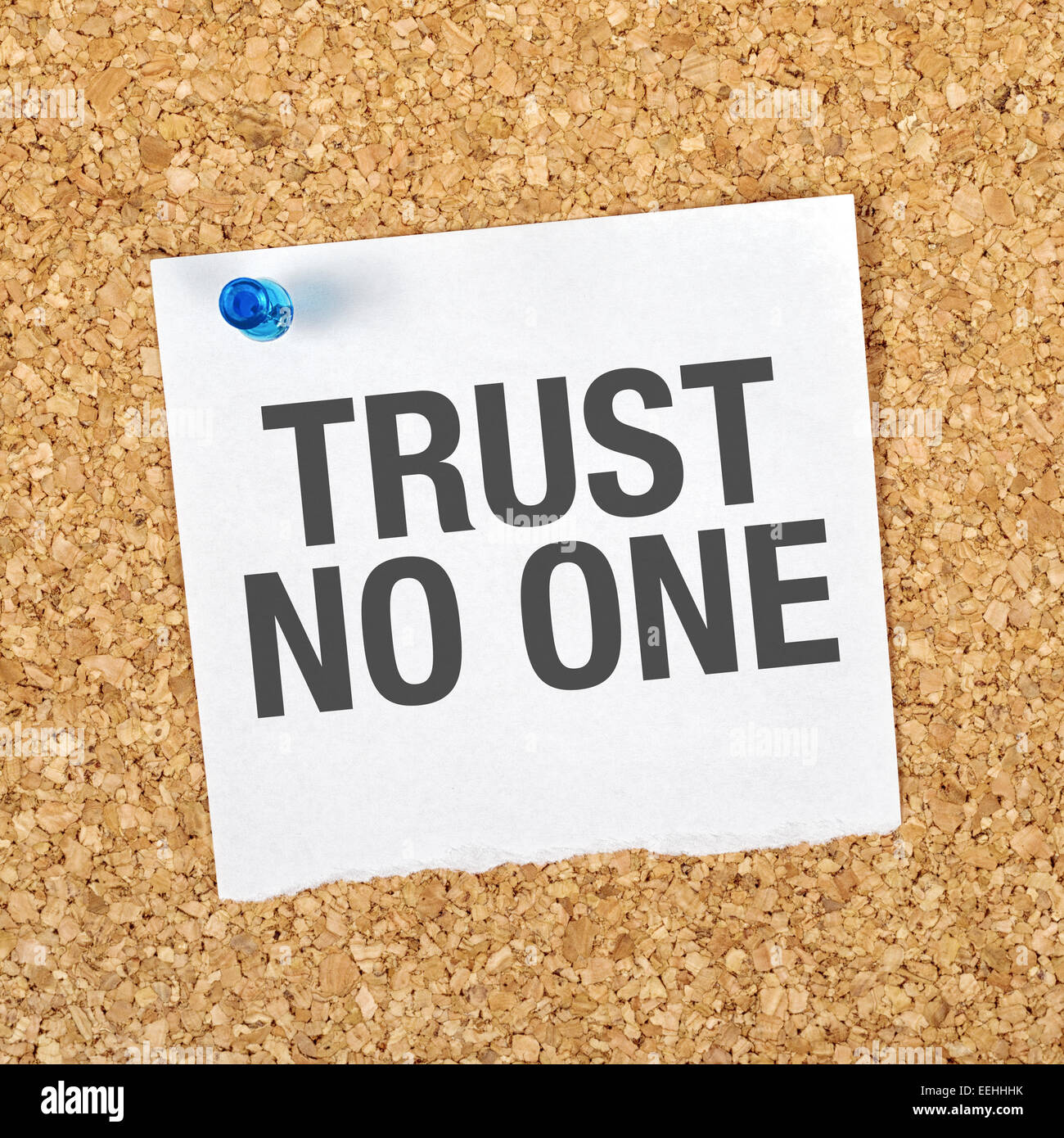 Trust No One Note épinglée sur un tableau d'affichage de la mémoire de Liège. Banque D'Images