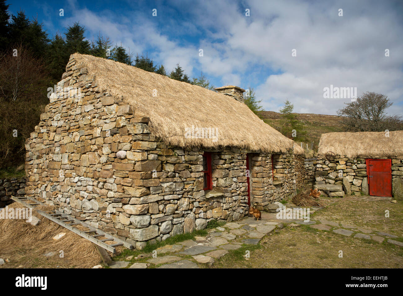 L'Irlande, Co Galway, le Connemara Patrimoine & Histoire Centre, Dan O'Hara's Cottage Banque D'Images