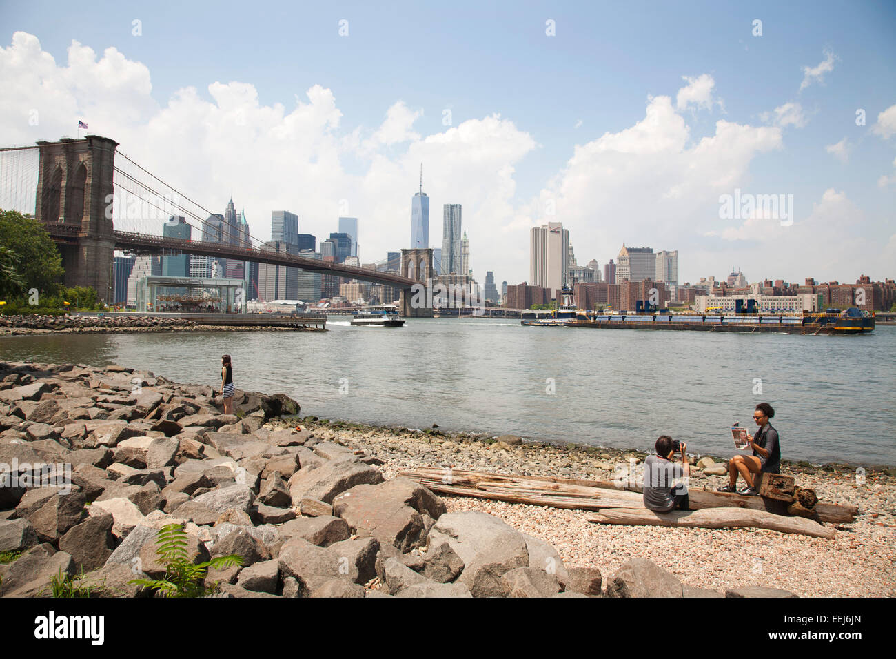 Pont de Brooklyn et la ville, East River, New York, USA, Amérique Latine Banque D'Images
