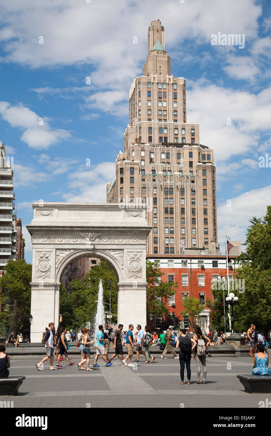 Stanford White arch, Washington Square Park, Greenwich Village, New York, USA, Amérique Latine Banque D'Images