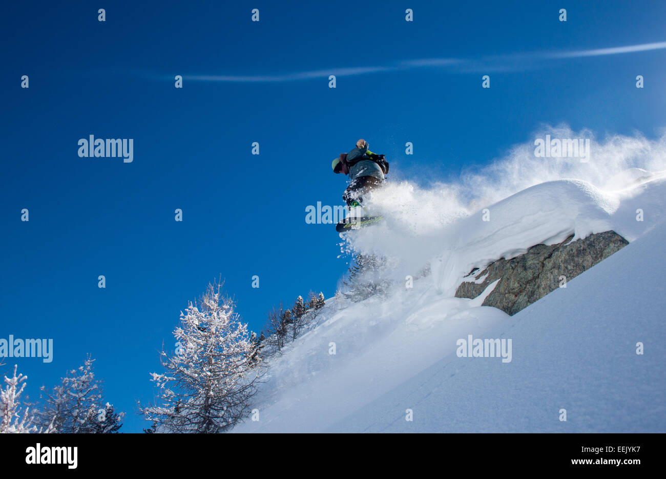 Snowboard, poudreuse Banque D'Images