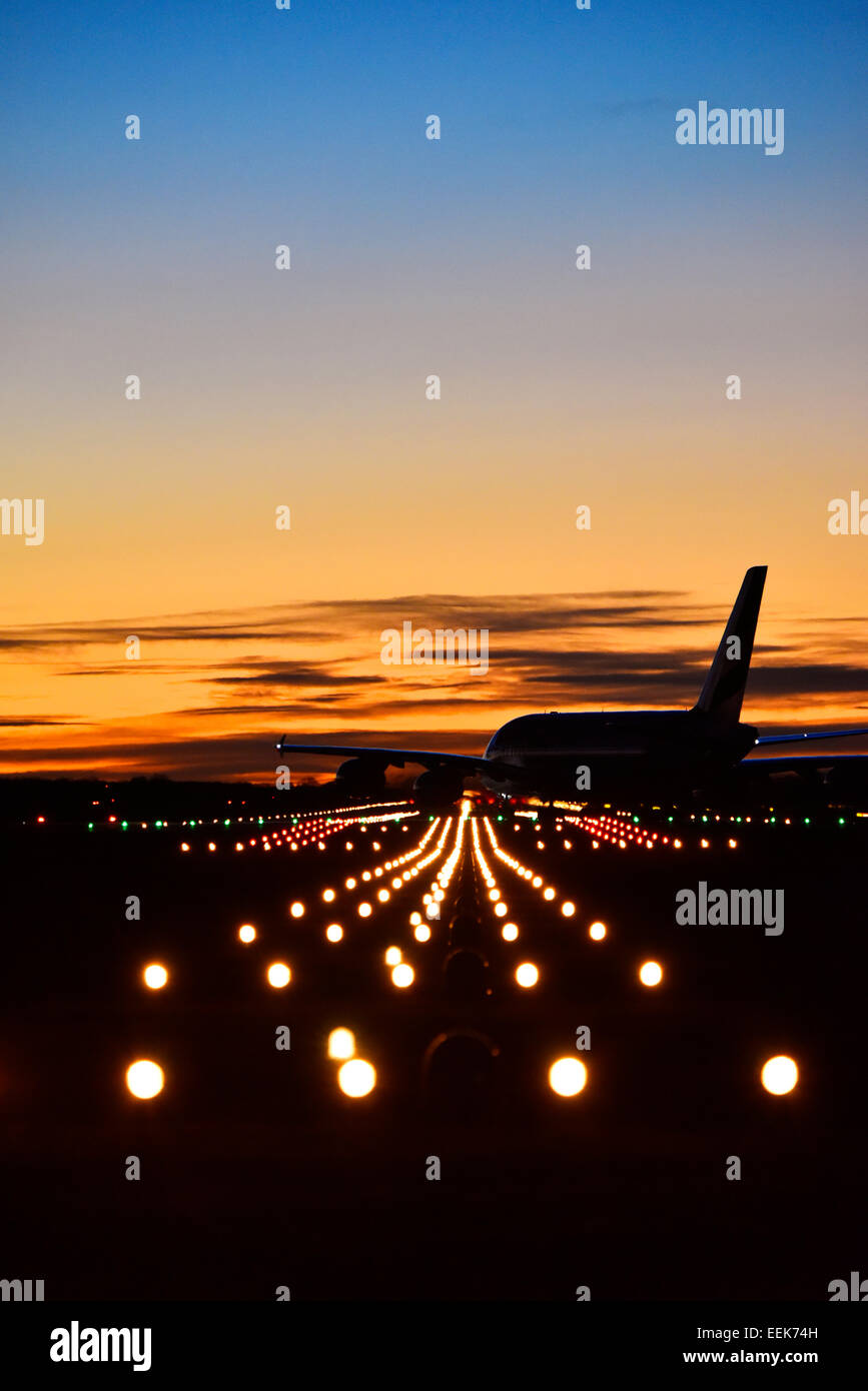 Airbus A 380, l'aéroport de Munich, MUC, EDDM, Freising, Erding, Munich, Bavaria, Germany, Europe Banque D'Images