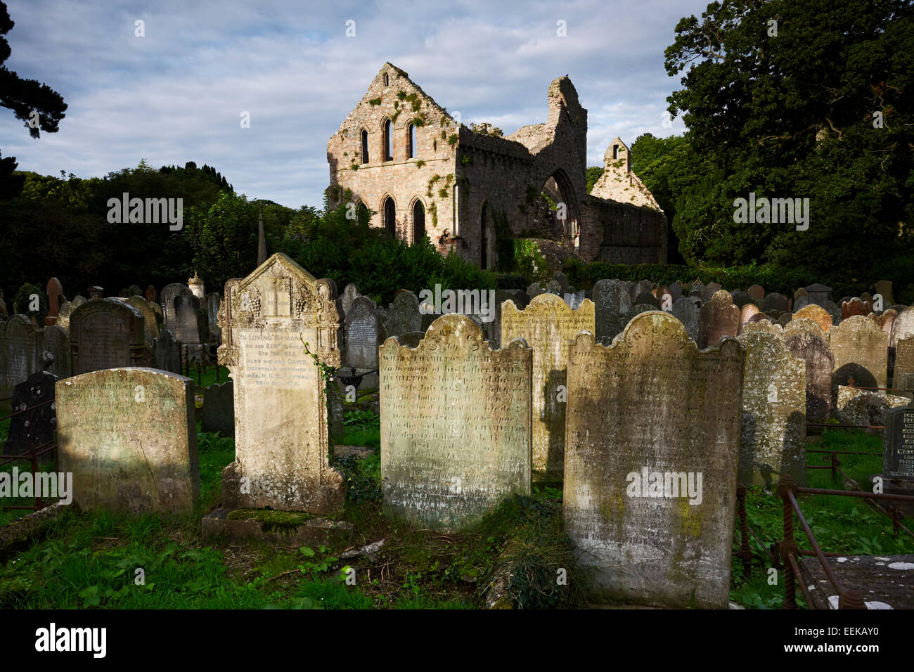 Grayabbey abbaye cistercienne et le cimetière dans le comté de Down en Irlande du Nord Banque D'Images