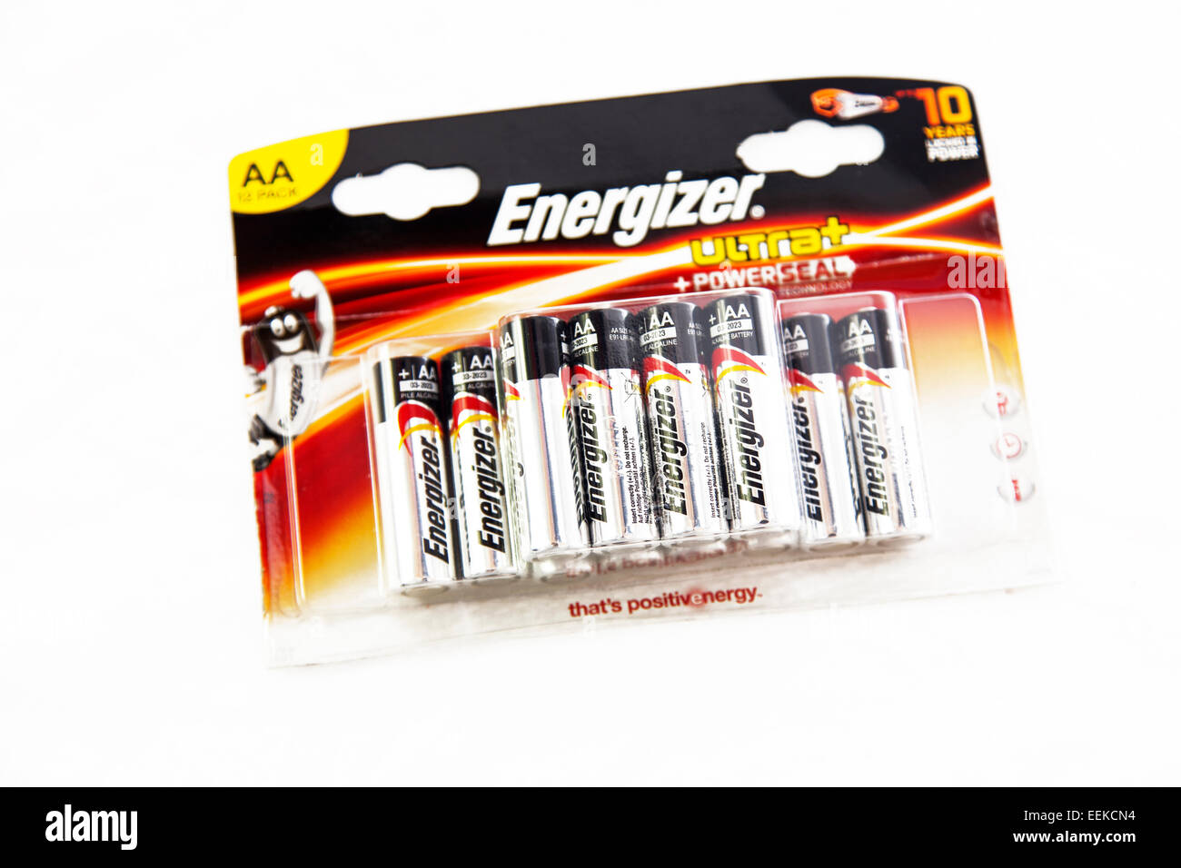 Batterie Energizer pack piles aa ultra size taille de paquet 10 cut out  copie espace fond blanc Photo Stock - Alamy