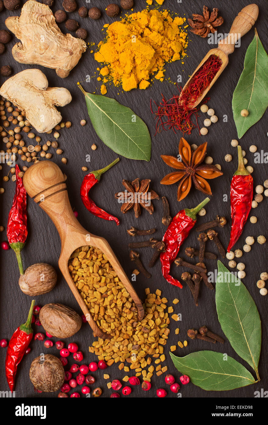 Nature morte avec épices et fines herbes Banque D'Images