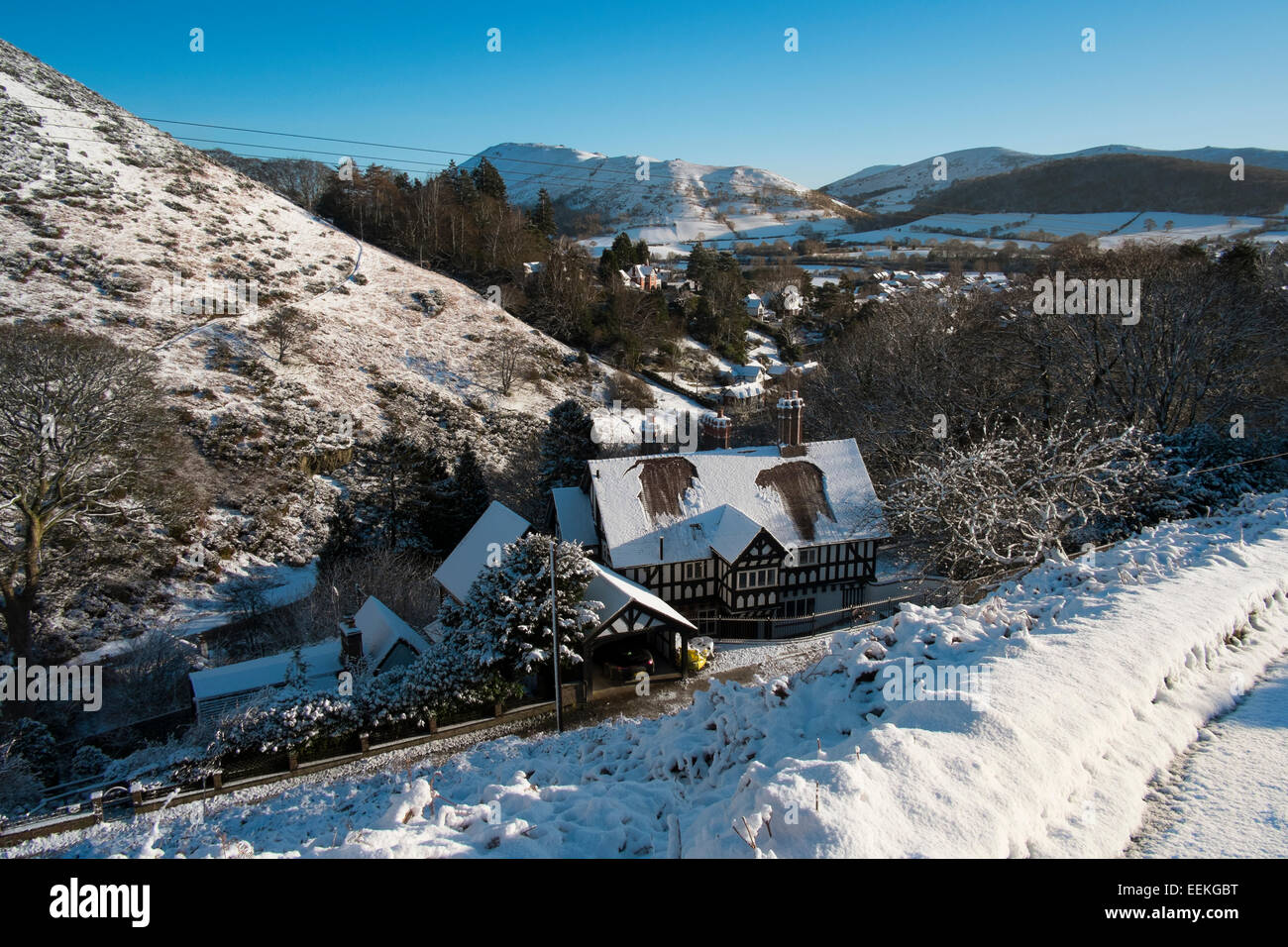 À Moulin à carder sur Vallée et Church Stretton vers Caer Caradoc, Shropshire, Angleterre. Banque D'Images