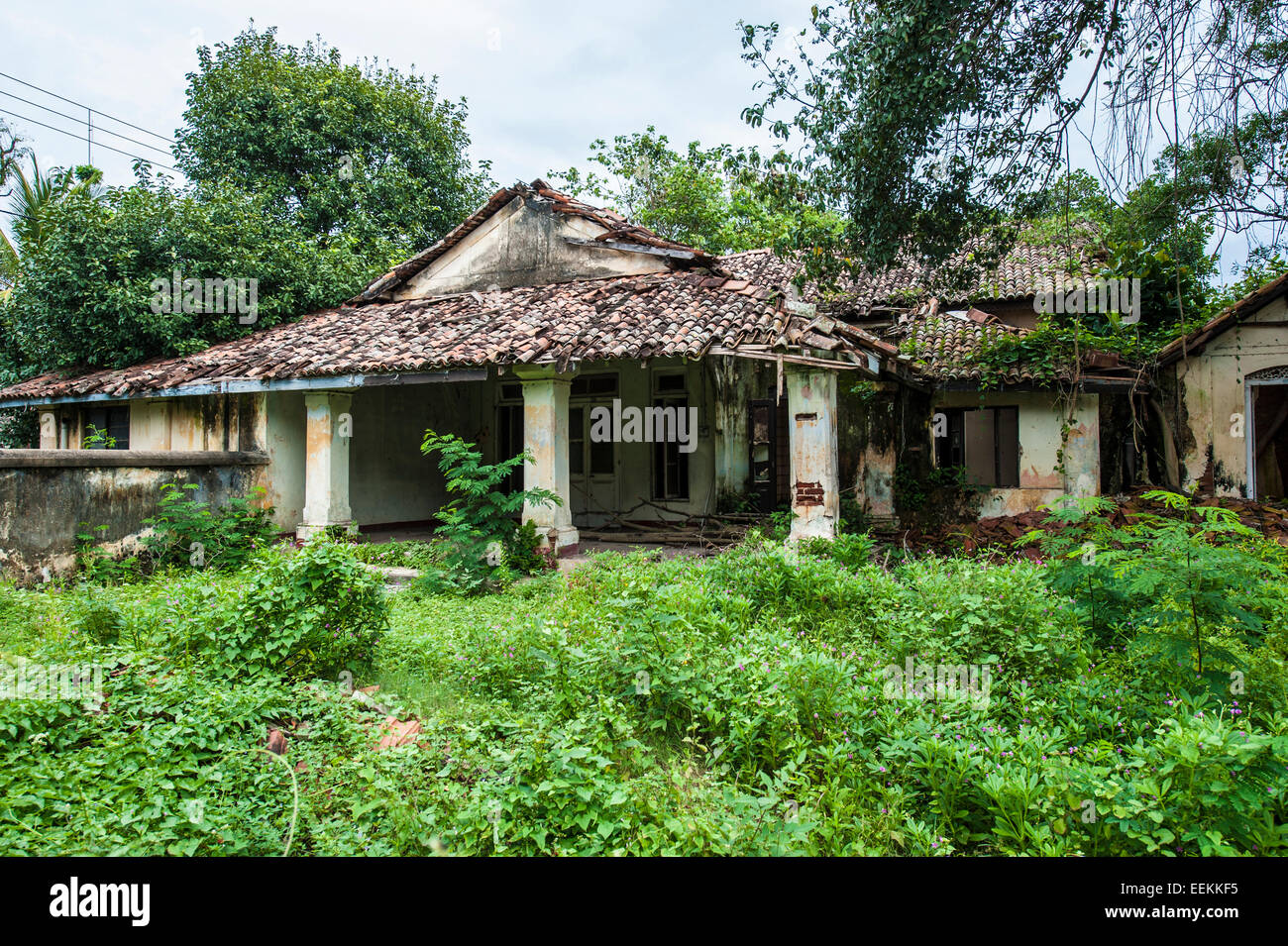 Maison abandonnée de Negombo, Sri Lanka, Province de l'Ouest Banque D'Images