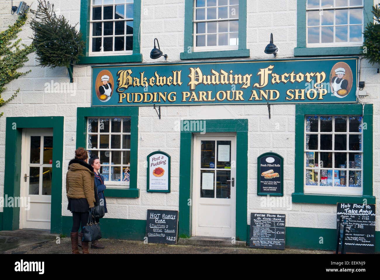 Magasin d'usine de pudding Bakewell dans le peak district ville de Bakewell, Derbyshire, Angleterre Banque D'Images