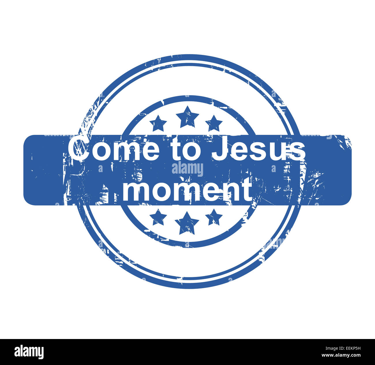 Venir à Jésus instant business concept stamp avec étoile isolé sur un fond blanc. Banque D'Images
