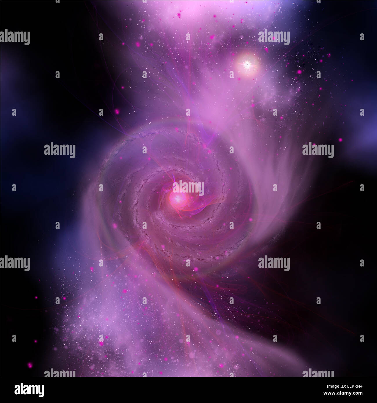En milliards d'années la Voie Lactée et la galaxie d'Andromède entrent en collision dans un galaxie. Banque D'Images