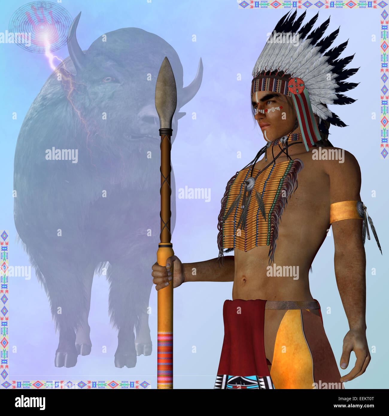 Le bison d'Amérique a été l'un des principaux aliments, vêtements et a été utilisé pour faire un abri pour l'American Indian. Banque D'Images