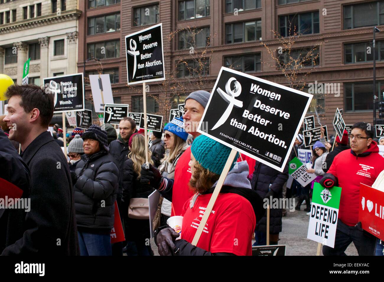Des manifestants anti-avortement. Chicago, Illinois. Banque D'Images