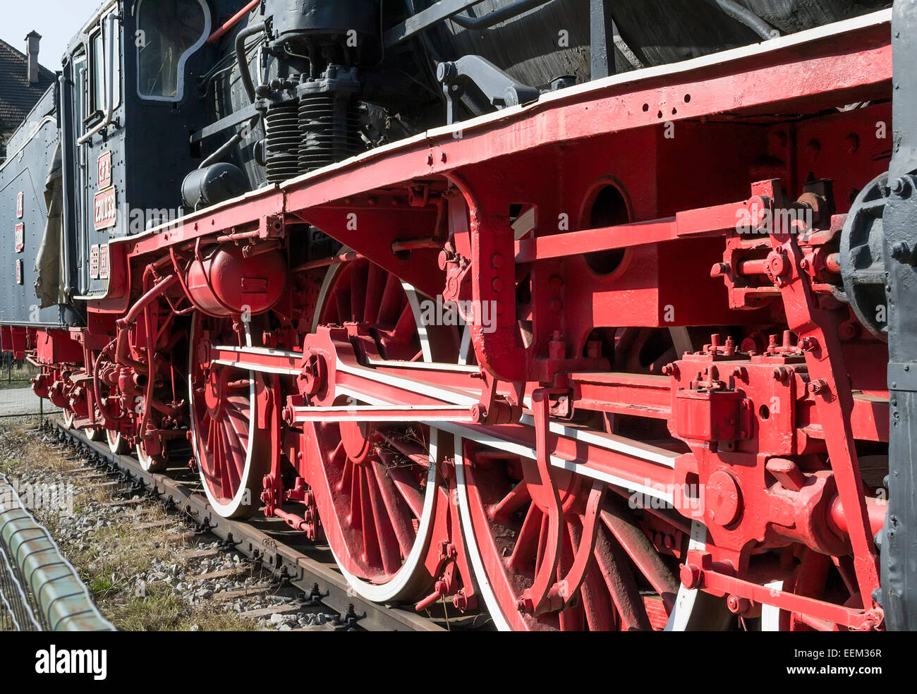 Close up d'un système de traction de la locomotive vintage Banque D'Images
