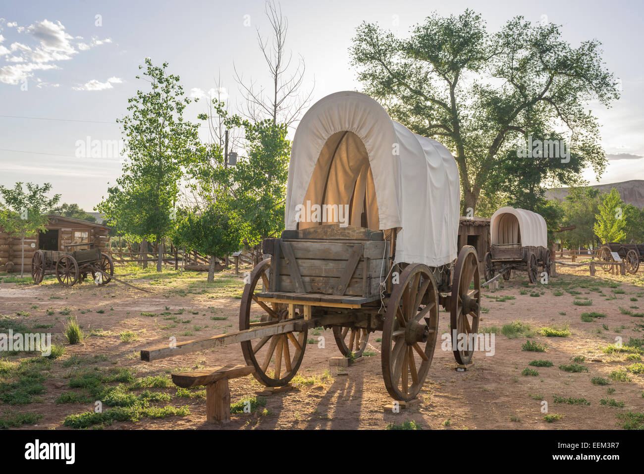 Wagon couvert à fort bluff, bluff, Utah, united states Banque D'Images