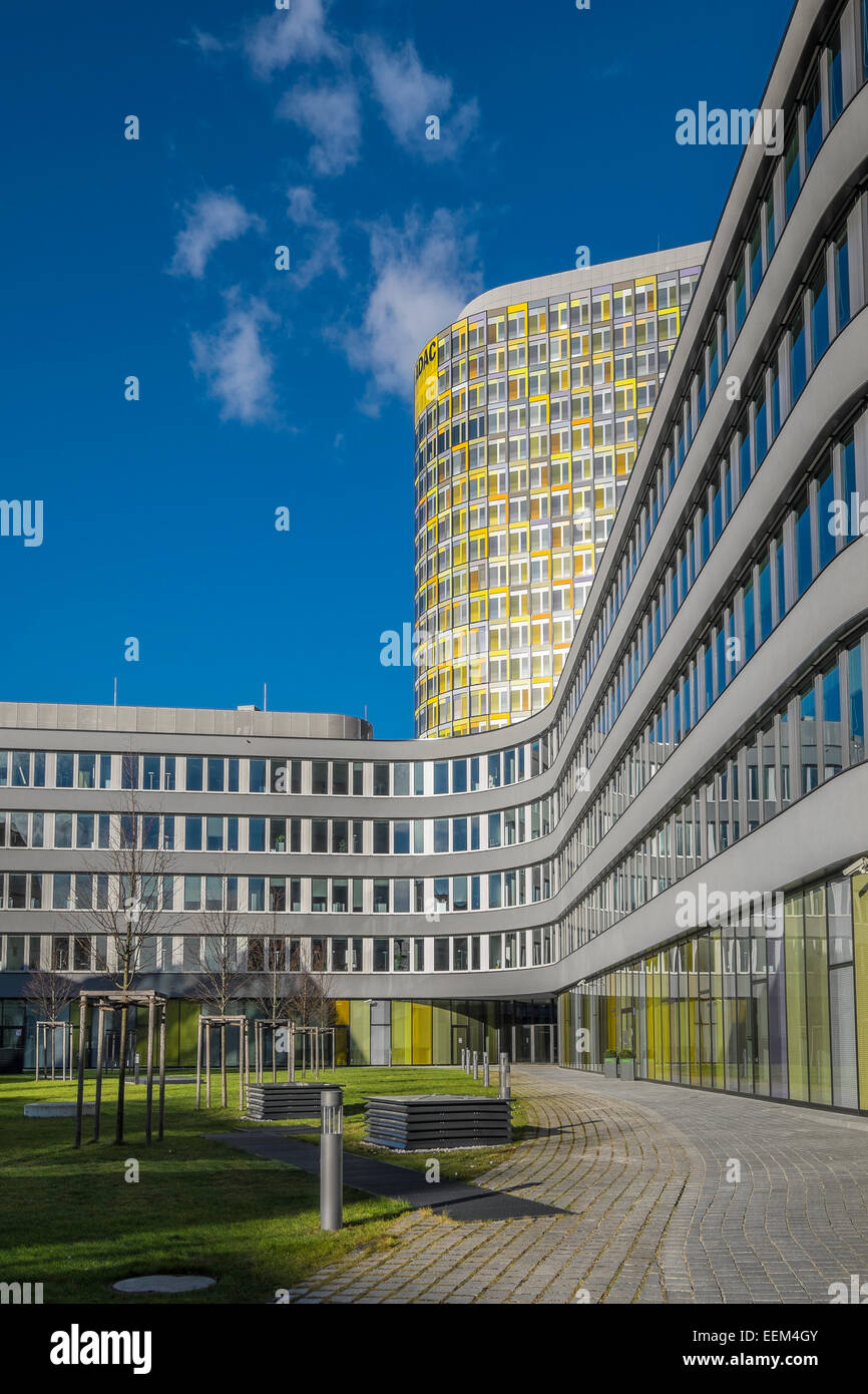 Siège de l'ADAC, le Club automobile allemand, architectes Sauerbruch Hutton, Munich, Haute-Bavière, Bavière, Allemagne Banque D'Images