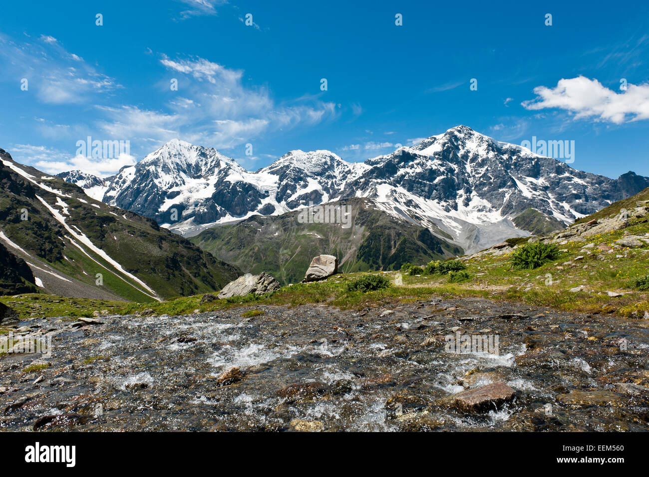 Sommets de Königspitze, il Gran Zebru, Monte Zebru et Ortler, Ortles, 3905 m, Alpes Ortler, Rosim vallée, Valle di Rosim Banque D'Images