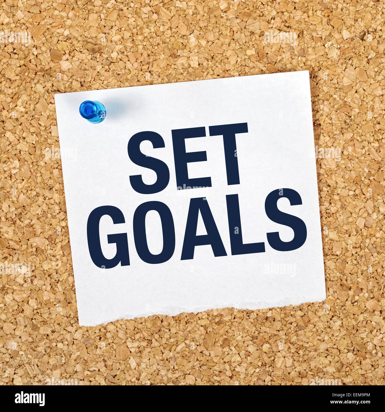 Définir des objectifs Rappel de motivation Note épinglée sur un tableau d'affichage de la mémoire de Liège. Banque D'Images