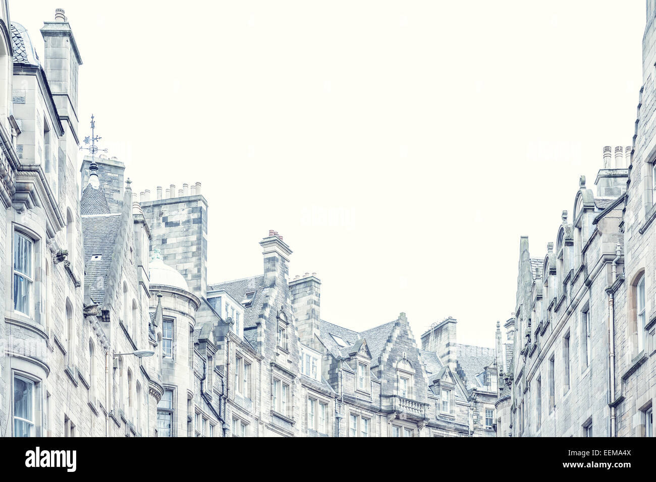 Maison de toits et cheminées Banque D'Images