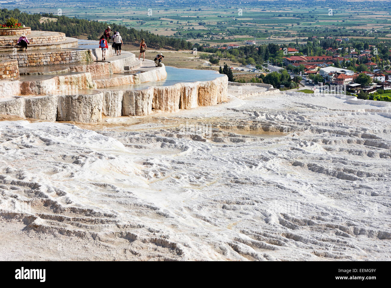 Terrasses en travertin de Pamukkale. Province de Denizli, Turquie. Banque D'Images