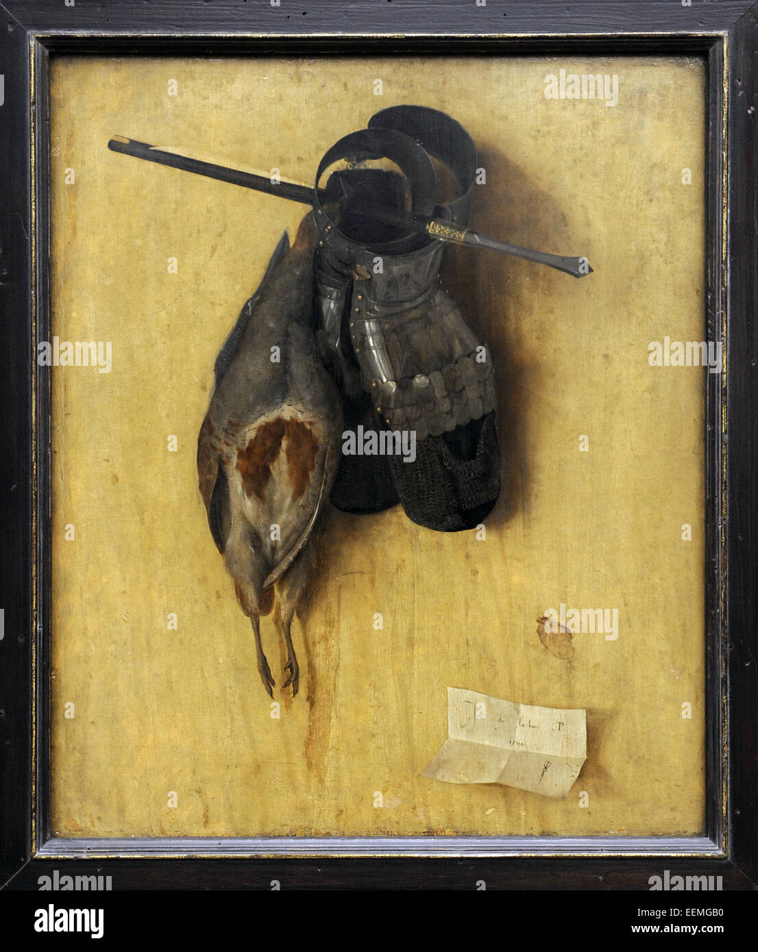 Jacobo de'barberi (1460-1516). Peintre italien. Still-Life avec Partridge et gantelets, 1504. L'Alte Pinakothek. Munich. L'Allemagne. Banque D'Images