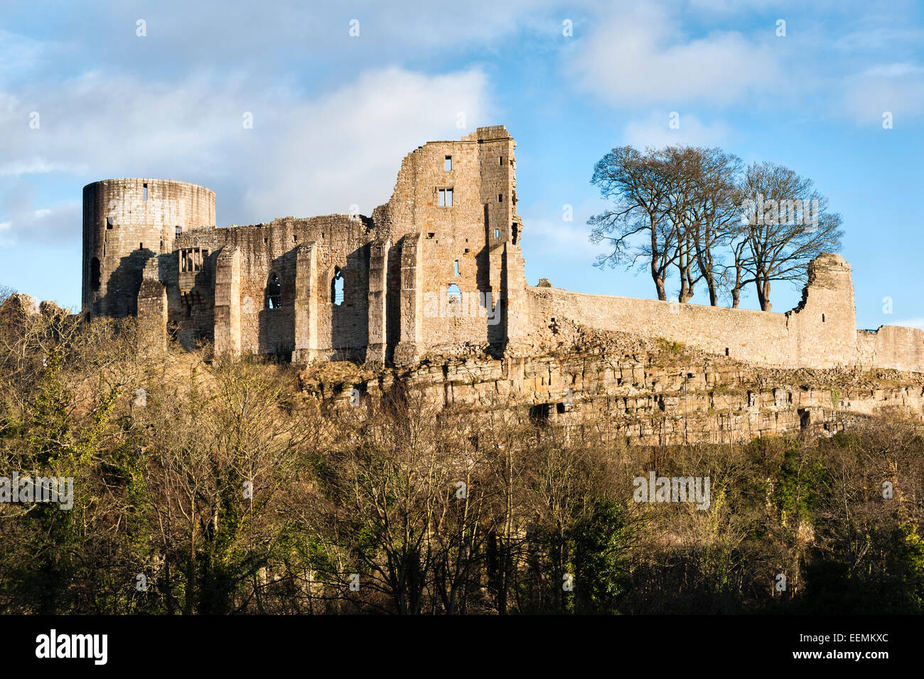 Teesdale, Barnard Castle, County Durham, Royaume-Uni. Les ruines de la 12c château Norman se tenir au-dessus de la fleuve Tees Banque D'Images