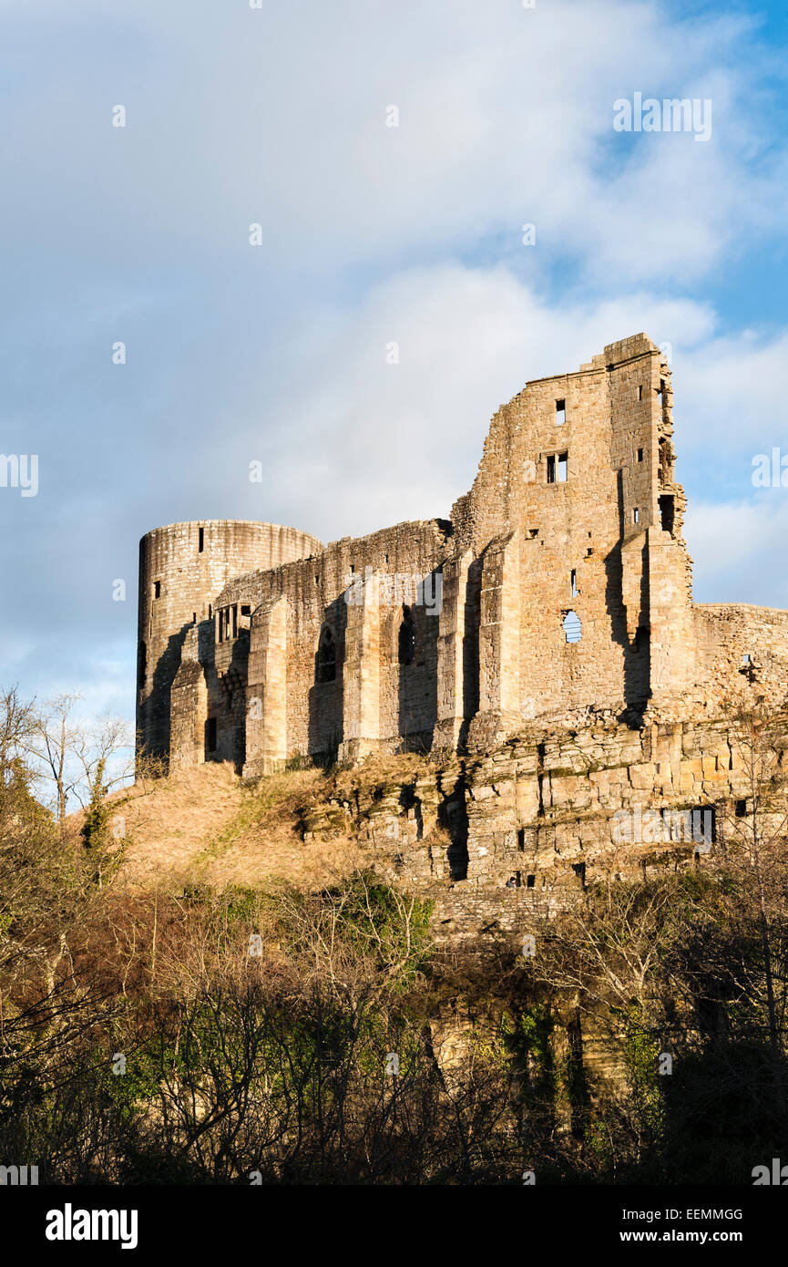 Teesdale, Barnard Castle, County Durham, Royaume-Uni. Les ruines de la 12c château Norman se tenir au-dessus de la fleuve Tees Banque D'Images